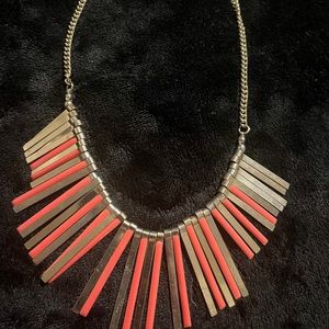 Mika Necklace Pink and Gold Enamel bib collar .